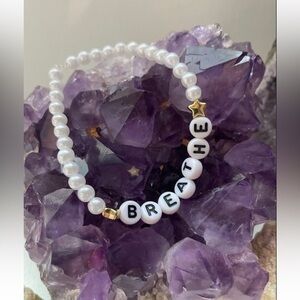 Handmade Breathe stretchy bead bracelet